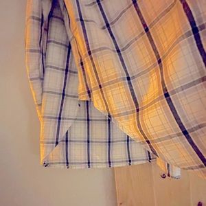 NAVY Plaid EUC modern oxford w/tie front